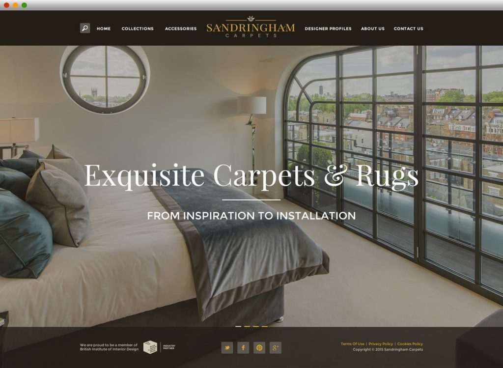 Image showing new Sandringham Carpets website