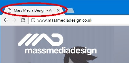 Image showing a website title tag as it appears in a browser