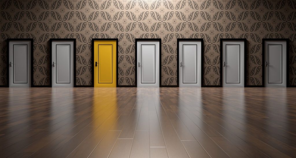 choosing a web design agency - image of multiple doors to choose