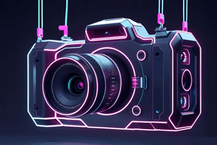 High tech neon camera concept